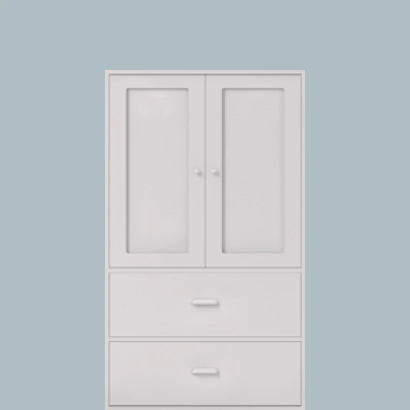 Double cupboard with double base drawers